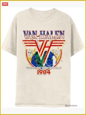 Van Halen 1984 World Tour Short Sleeve T-Shirt Vintage Style Graphic Tee
